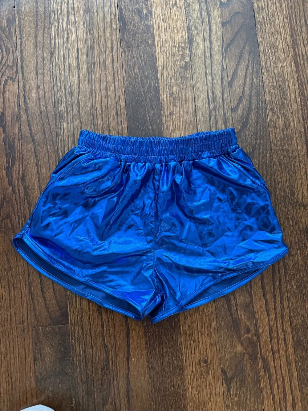 Girls metallic blue shorts size 140